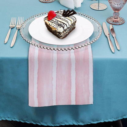 Pastel Pink Watercolor Wide Stripe Pattern Cloth Napkins Set of 6, Square Premium Reusable Washable Polyester Table Linen Napkin for Dinner Party