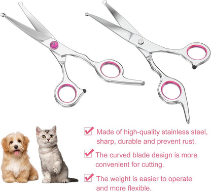 Petsvv 7.5" Curved Dog Grooming Scissors with Safety Round Tips, Light Weight Professional Pet Grooming Shears Stainless Steel for Dogs Cats Pets
