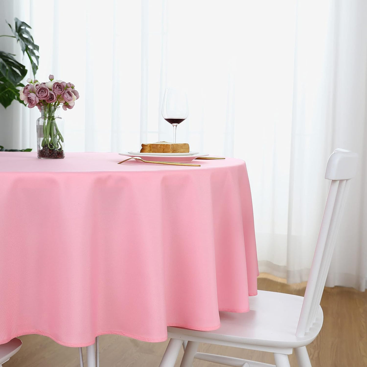 Pink 48 Inch Round Tablecloth, Waterproof Table Cloth