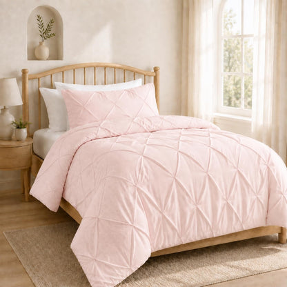 Twin/Twin XL Comforter Set, Pinstripe Pintuck, Pink