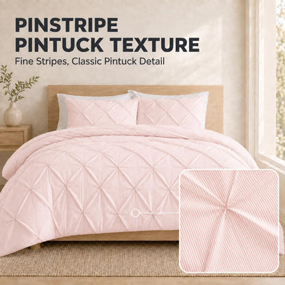 Twin/Twin XL Comforter Set, Pinstripe Pintuck, Pink
