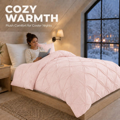 Twin/Twin XL Comforter Set, Pinstripe Pintuck, Pink