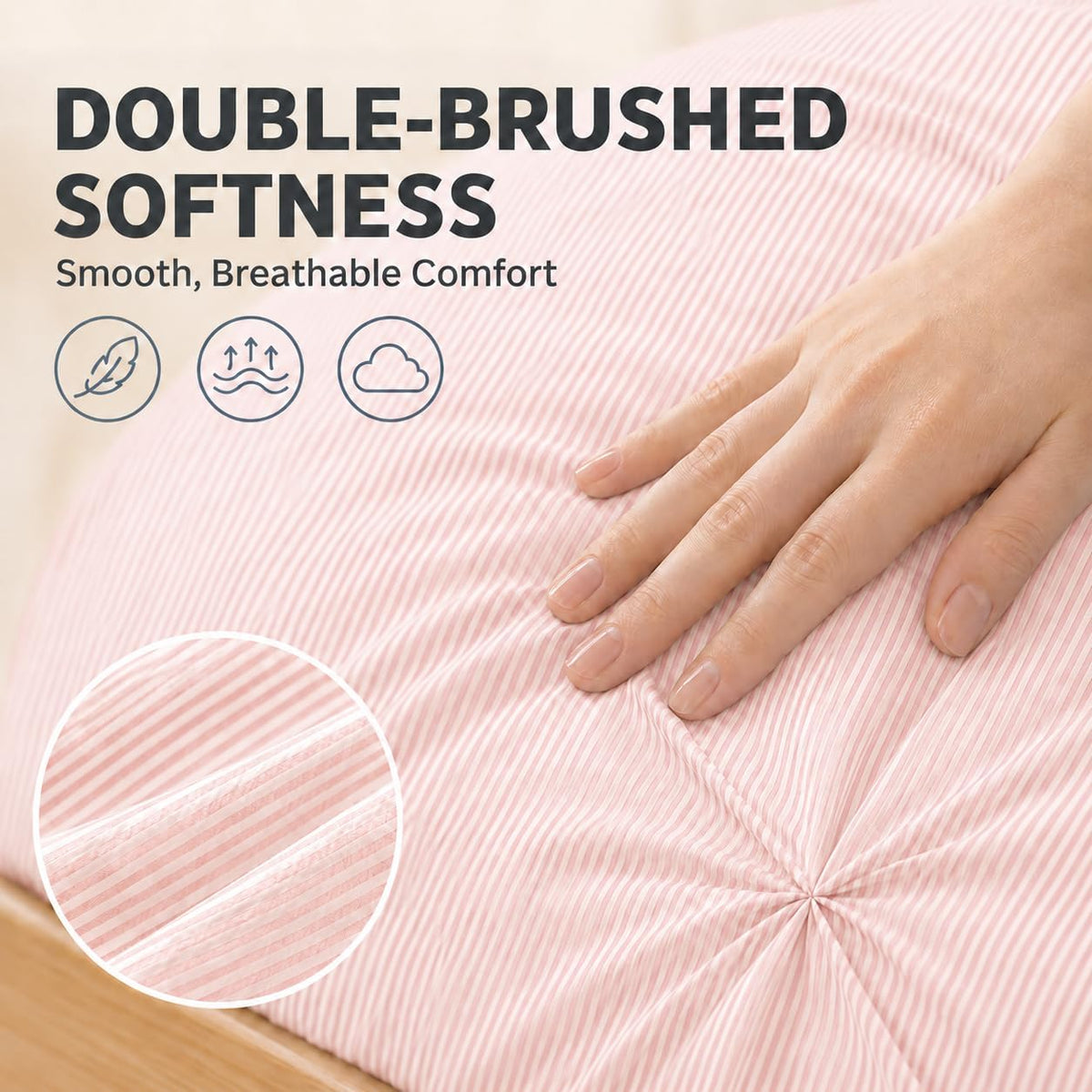 Twin/Twin XL Comforter Set, Pinstripe Pintuck, Pink