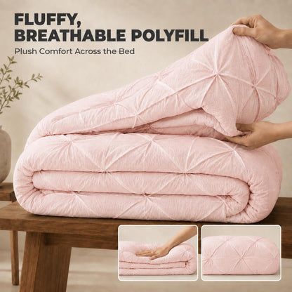 Twin/Twin XL Comforter Set, Pinstripe Pintuck, Pink