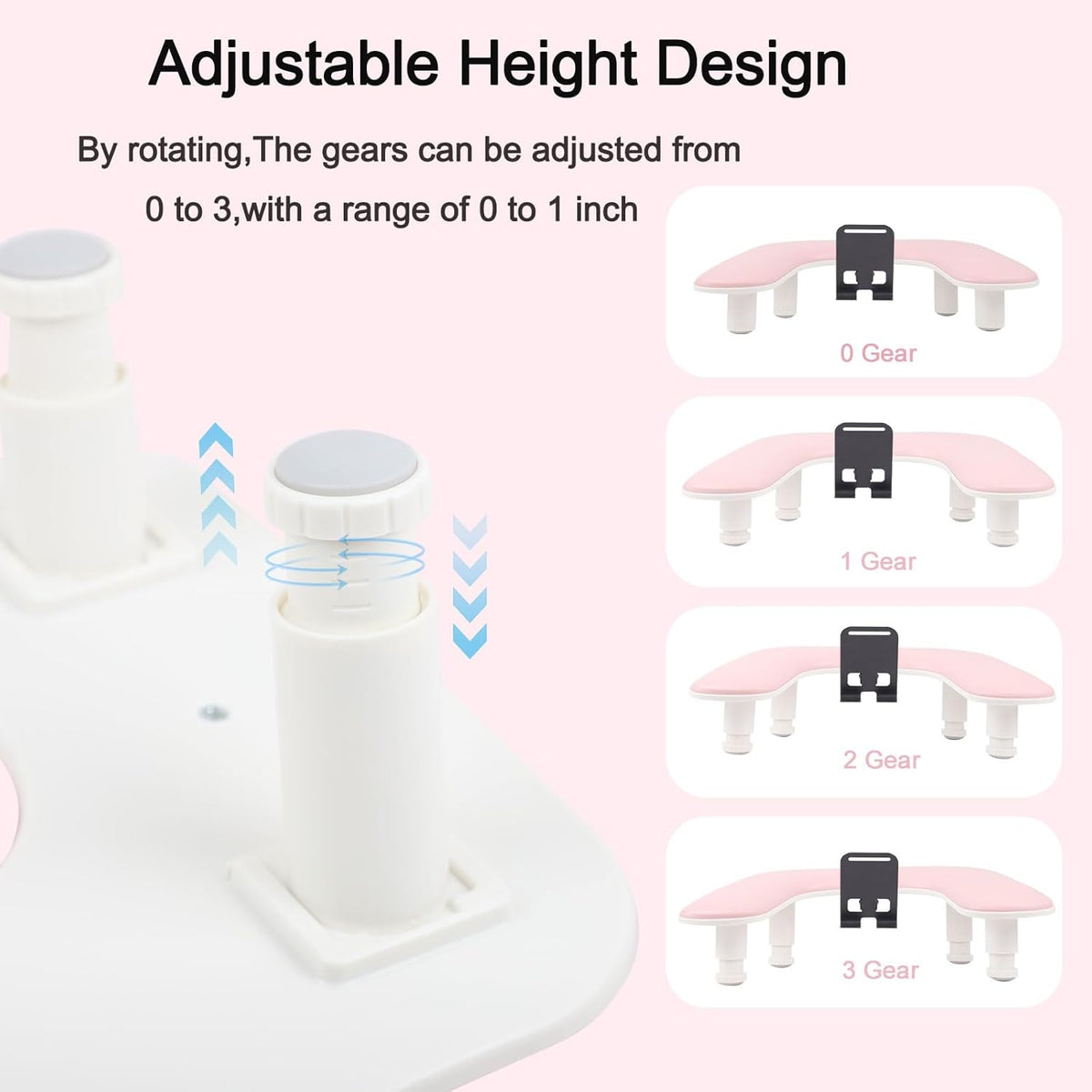 Arm Rest for Nails Tech with Nail Table Mat and Phone Holder,Adjustable Base U-shaped Manicure Nail Hand Rest Stand Pillow Cushion(Pink)