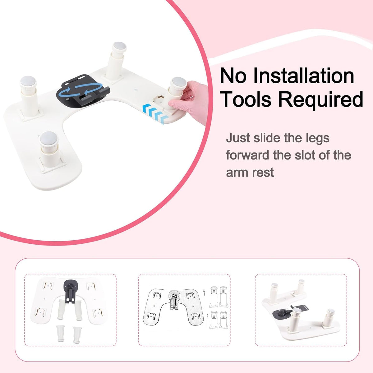 Arm Rest for Nails Tech with Nail Table Mat and Phone Holder,Adjustable Base U-shaped Manicure Nail Hand Rest Stand Pillow Cushion(Pink)