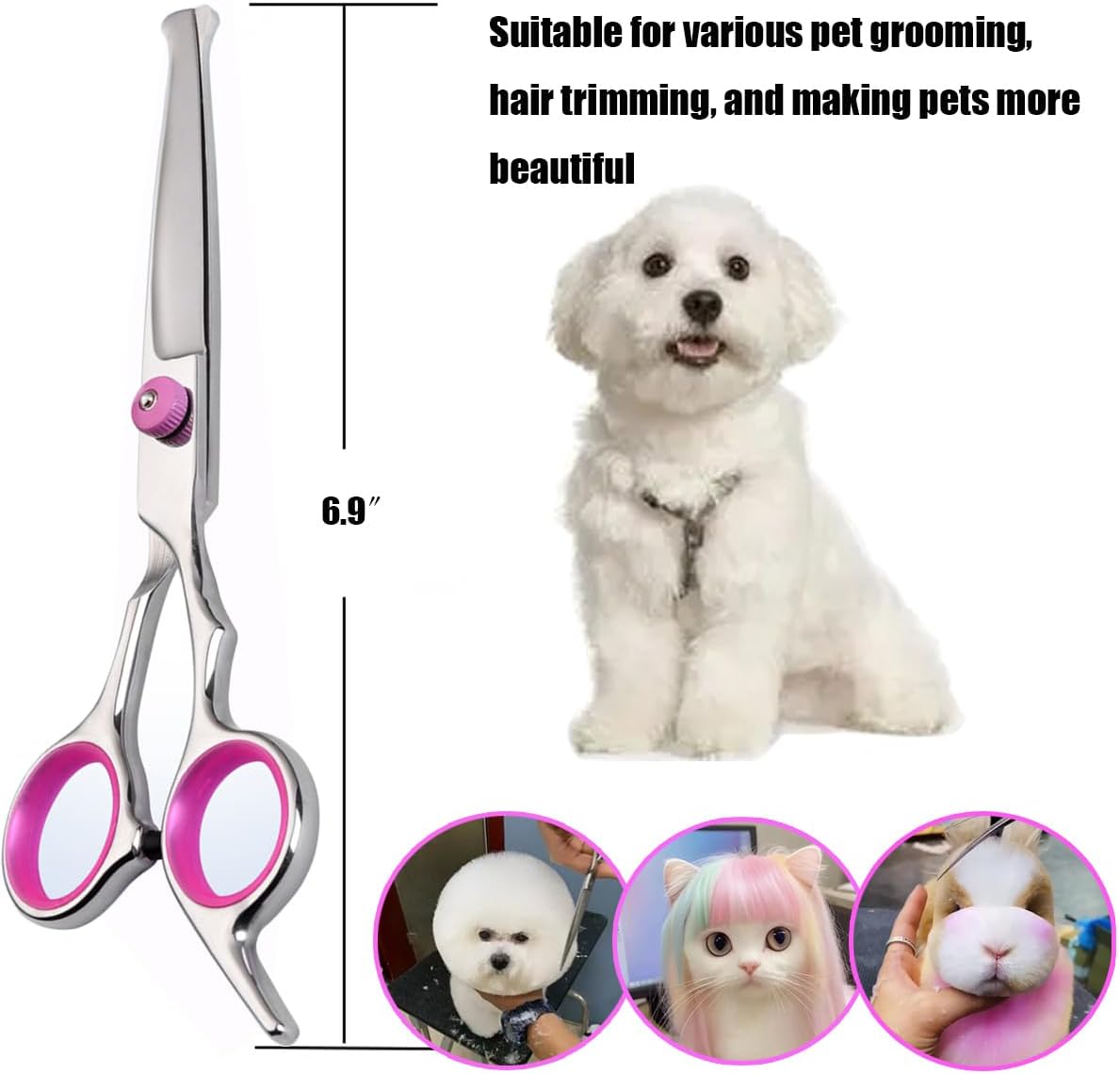 Dog Grooming Scissors, Stainless Steel Dogs Cats Pets Grooming Shears