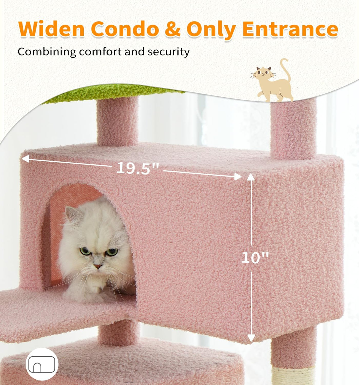Cat Tree Tower 56" Cat Tower for Indoor Cats Kitten Tree Multi-Level Cat Tree with 2 Condo Furniture Activity Center with Scratching Posts Funny Toys (Pink Flower Green)