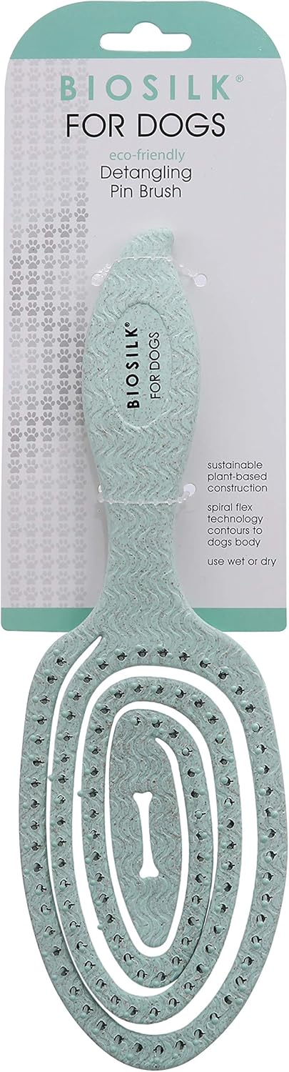 BioSilk for Pets Eco Friendly Detangling Pin Brush for Dogs, Gentle Dog Grooming Brush Designed to Help Remove Knots and Tangles and Support Healthy Coats for All Dogs
