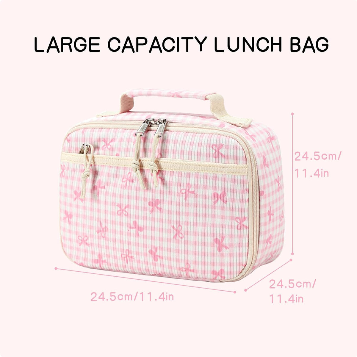 Kids Lunch Box, Small Insulated Reusable Lunch Bag for Girls and Women, School Work Picnic Travel, Lightweight Tote