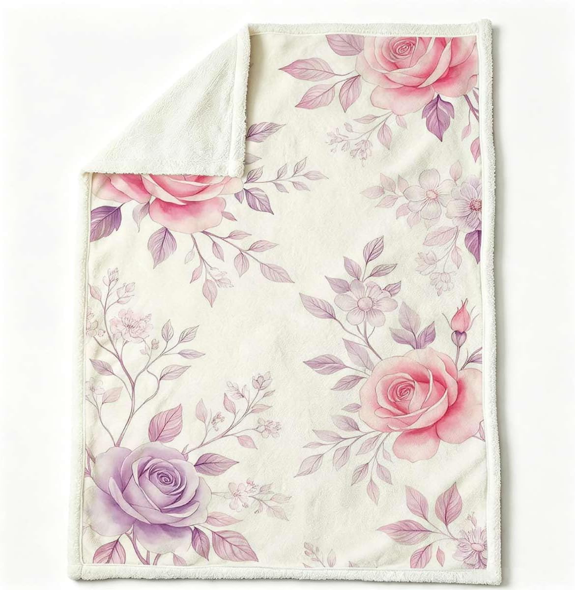 Floral Double-Layer Reversible Fleece Throw Blanket 30”x 40”