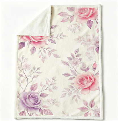 Floral Double-Layer Reversible Fleece Throw Blanket 30”x 40”