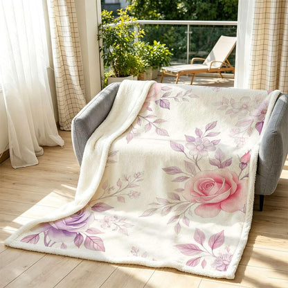 Floral Double-Layer Reversible Fleece Throw Blanket 30”x 40”