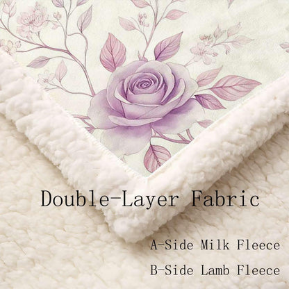 Floral Double-Layer Reversible Fleece Throw Blanket 30”x 40”