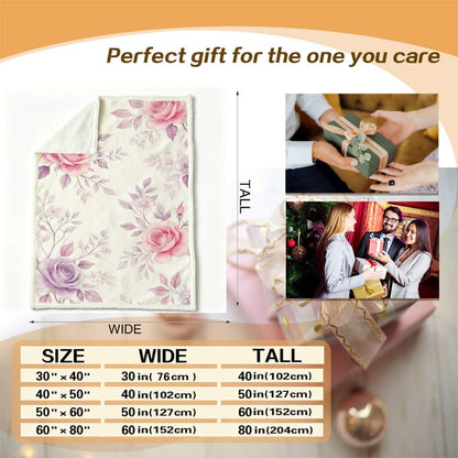 Floral Double-Layer Reversible Fleece Throw Blanket 30”x 40”