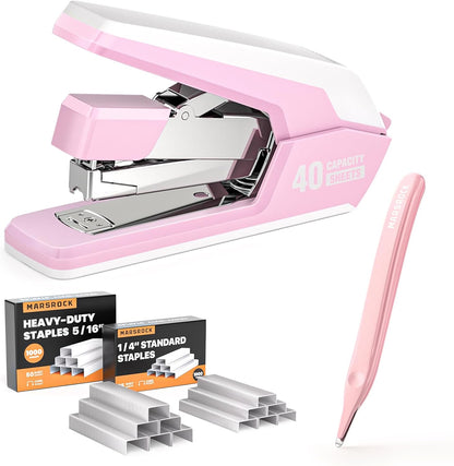 Heavy Duty Stapler for Desk with 40-50 Sheet, 2000 Staples, Pink