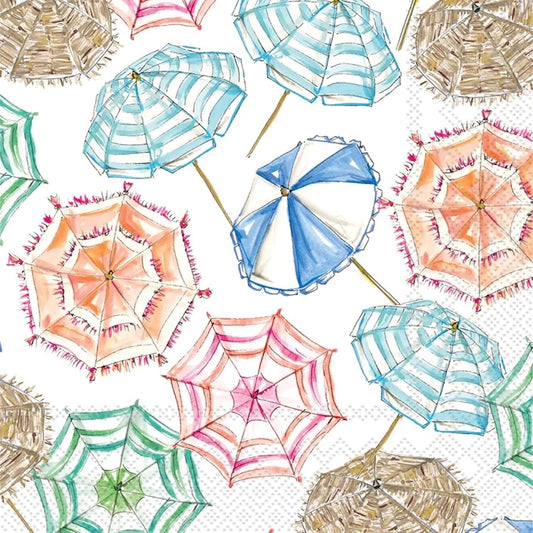 IHR Ideal Home Range Cocktail Napkins Disposable 3-Ply Paper Party Supplies, 5" x 5", Coral Umbrella Pattern, 20-Count