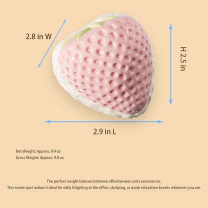 Giant Strawberry Taba Squishy Toy, Slow Rising Stress Relief Squeeze Ball Kawaii Pink and White Fidget Premium Silicone Handmade with Keychain Gift for Adults By Wenqing Strong