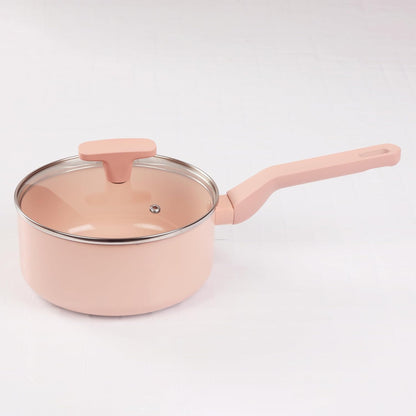Pearl Metal Rosa HC-730 Pot, Single Handed Pot, 7.1 inches (18 cm), Glass Lid Included, Induction Compatible, Ceramic Coating Coating