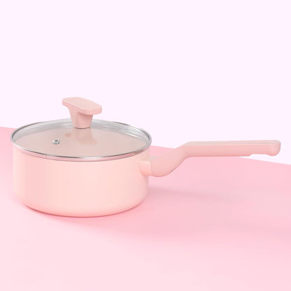 Pearl Metal Rosa HC-730 Pot, Single Handed Pot, 7.1 inches (18 cm), Glass Lid Included, Induction Compatible, Ceramic Coating Coating