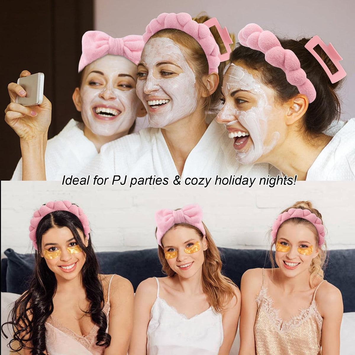 Wecoe Pink Spa Headband & Wristband Set for Washing Face Hair Clips