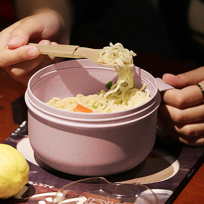 Wheat Straw Microwave Ramen Bowl Set Noodle Bowls,Microwave Safe Instant Noodles Soup Bowls, Easy-Grip Design for On-the-Go, for Soup Oatmeal Gumbo Salad Rice Cereal & More - BPA-Free(Pink)