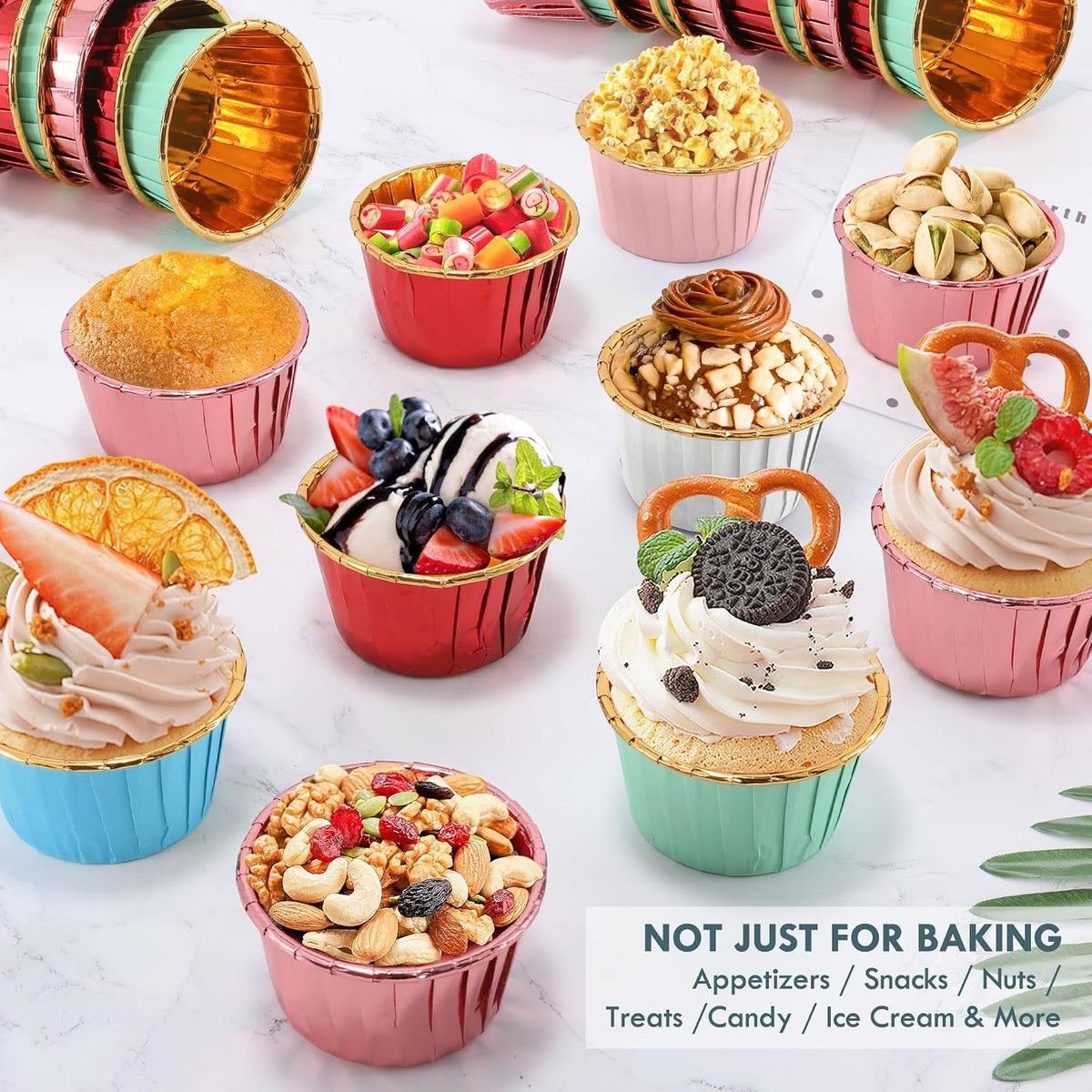 Pink and Gold Foil Cupcake Liners,100 pcs Disposable Muffin Liners 3.5 Oz Wrappers for Baking, Metallic Muffin Paper Cases Baking Cups, Wedding Party, Mother's Day Cupcake Liners