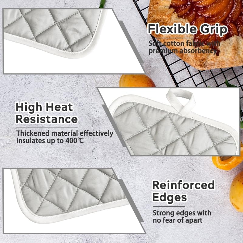Pot Holder for Kitchen 4pcs,Abstract Leaves in Orange and Pink on Abstract Background Square Heat Resistant Hotpads Non Slip Dirt-Proof Kitchen Cook Oven Potholders Machine Washable,7x7in