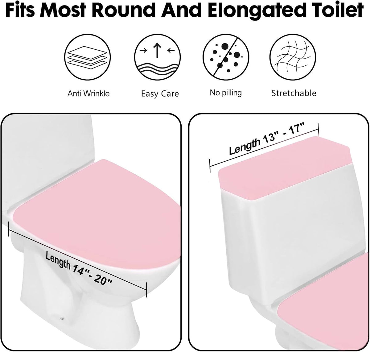 Toilet Lid Cover and Toilet Tank Lid Cover Set, Milk Silk Toilet Cover