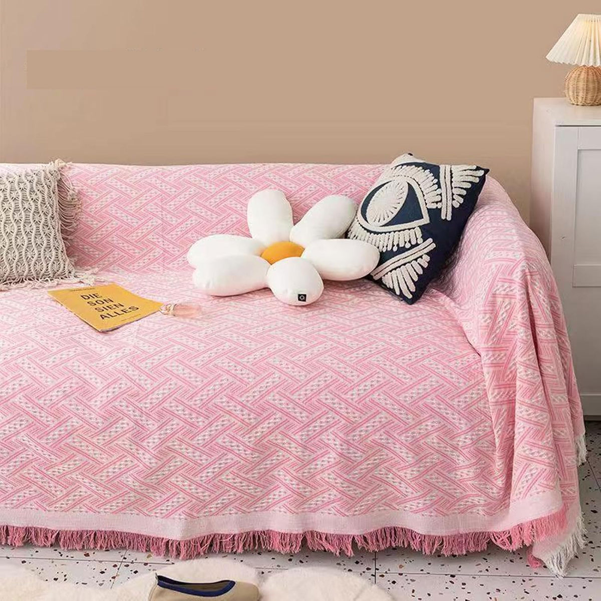 Couch Covers for Sectional Sofa, Machine Washable Sofa Slipcovers, Couch Blanket Cover Soft, Sofa Throw Cover Cheap, Sofa Covers for Recliners (Pink 90x150cm)