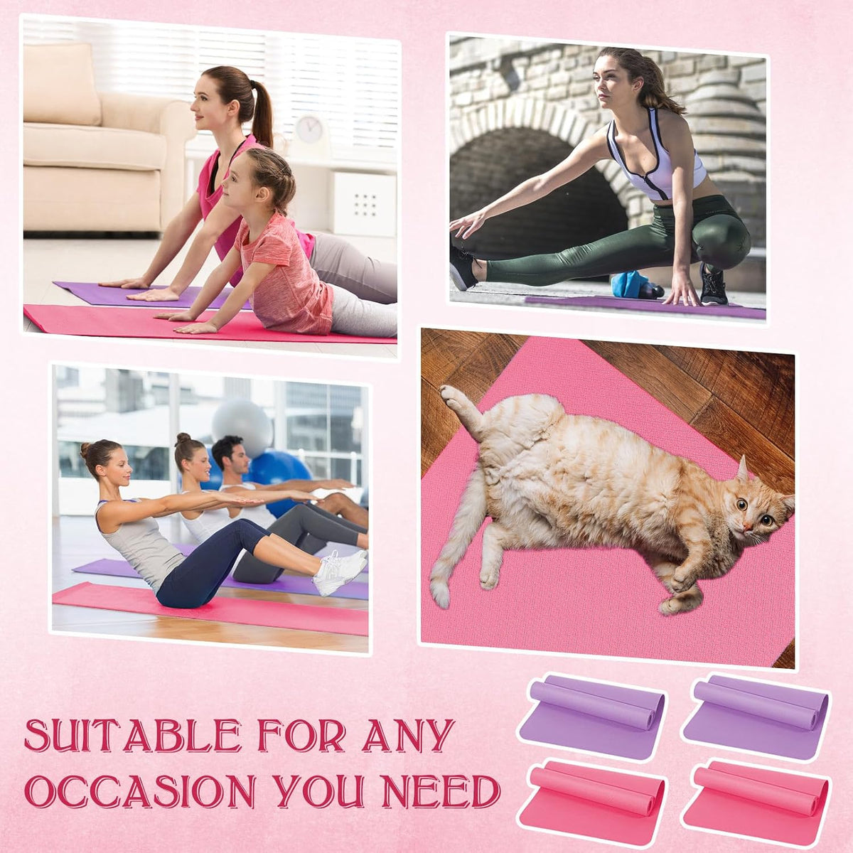 10 Pack Yoga Mat Bulk 68'' x 24'' x 4mm Thick Yoga Mat