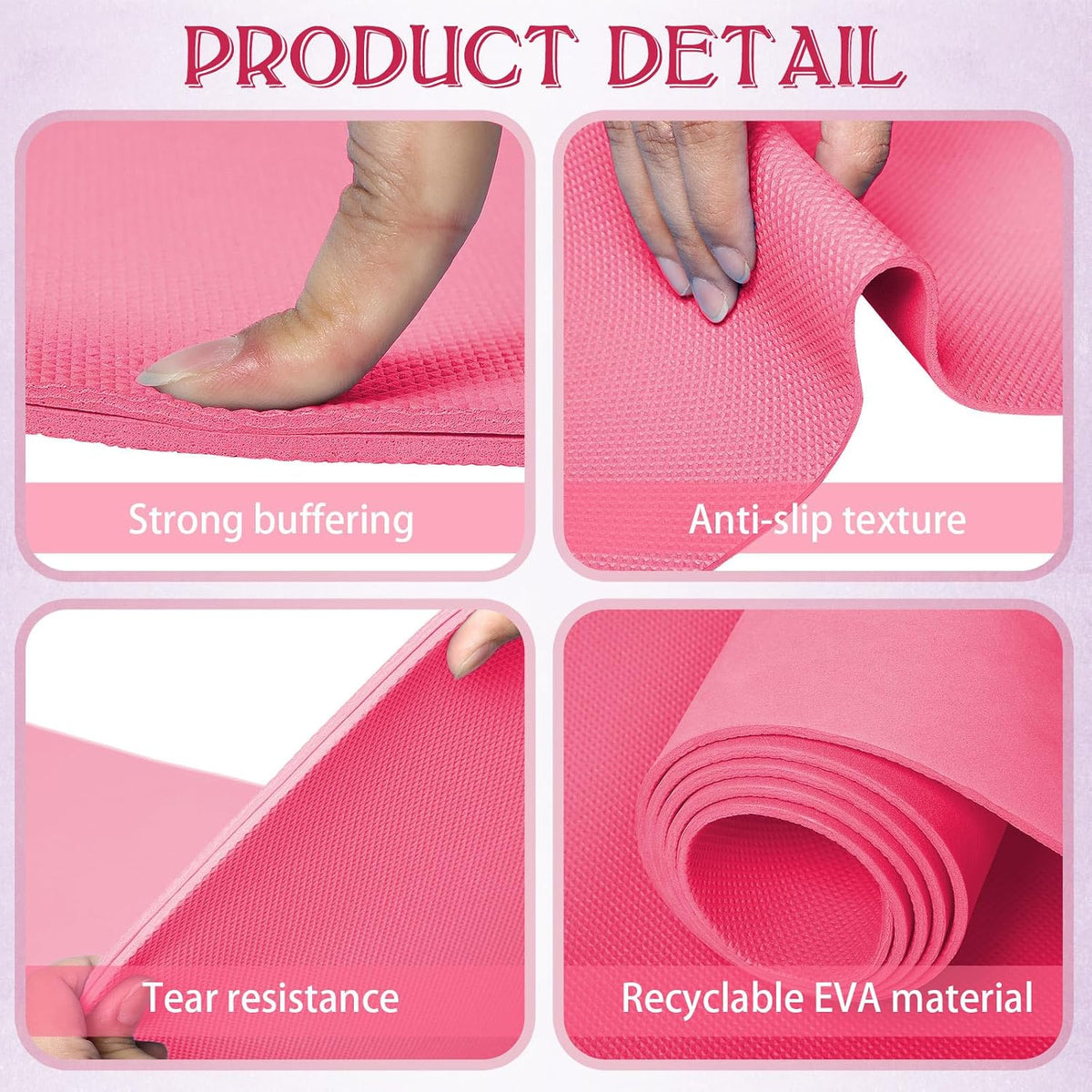 10 Pack Yoga Mat Bulk 68'' x 24'' x 4mm Thick Yoga Mat