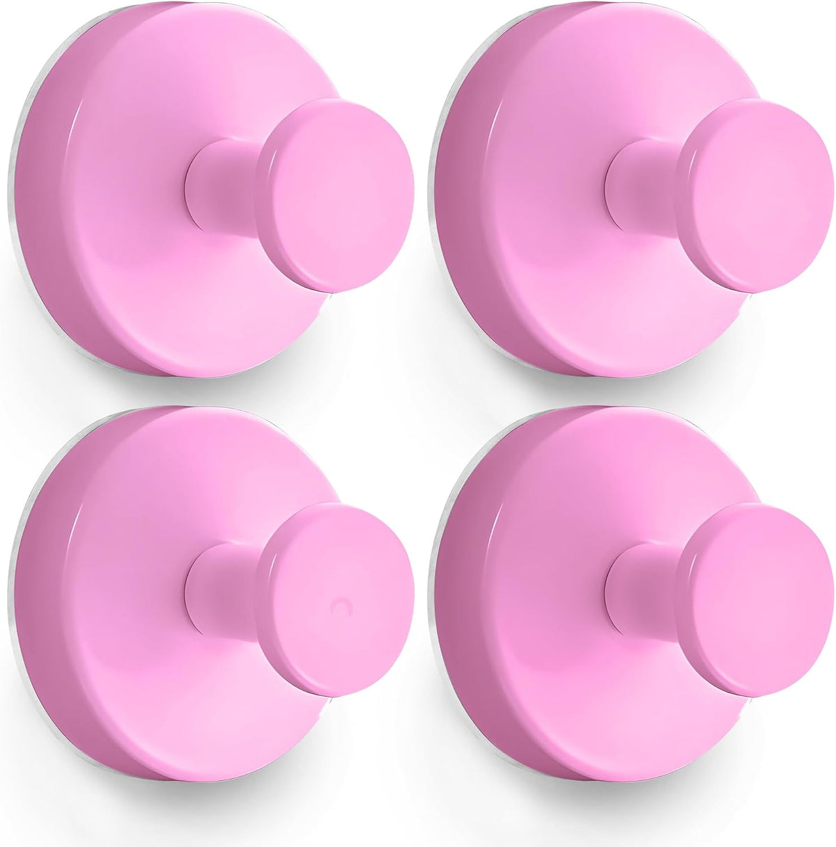Shower Suction Cup Hooks, Strong Suction Power, Towel Hooks for Shower Glass Door, Bathroom, Kitchen, Mirrors, Tiles, Holds up to 11 lbs, Ideal for Towels, Bath Robes, Coats (Pink)