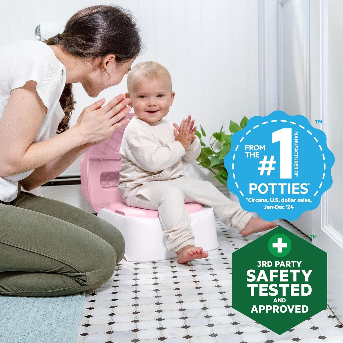 Prepare to Potty 3-in-1 System - Potty Training Toilet, Topper, Step Stool, Easy Setup, Pink, For Toddlers 18 Months+