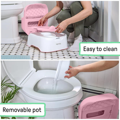 Prepare to Potty 3-in-1 System - Potty Training Toilet, Topper, Step Stool, Easy Setup, Pink, For Toddlers 18 Months+