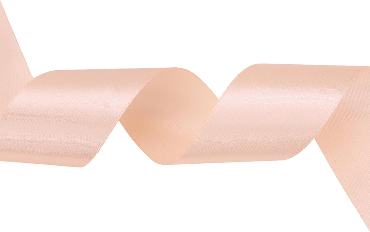 1-1/2 inch Champagne Pink Satin Ribbon 50 Yards Solid Fabric Ribbons Roll for Wedding Invitations, Bridal Bouquets, Sewing, Party Decorations, Gift Wrapping and More