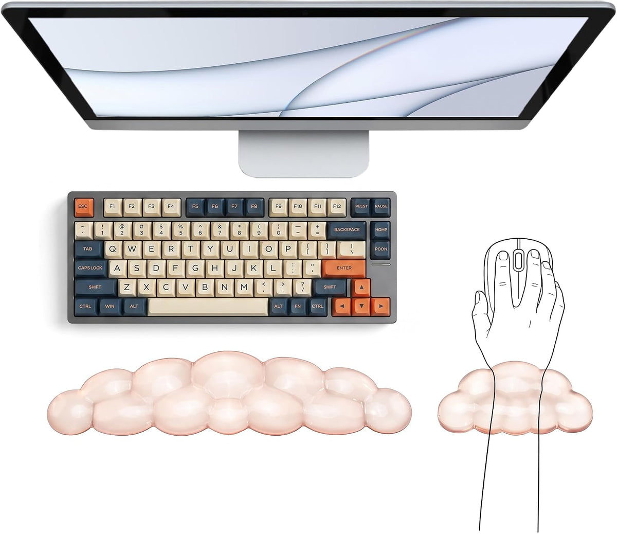 Cute Wrist Rest, Cloud Keyboard & Mouse Pad Set, Soft Gel Non-Slip