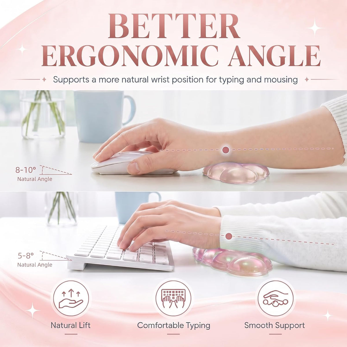 Cute Wrist Rest, Cloud Keyboard & Mouse Pad Set, Soft Gel Non-Slip
