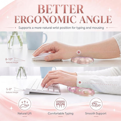Cute Wrist Rest, Cloud Keyboard & Mouse Pad Set, Soft Gel Non-Slip