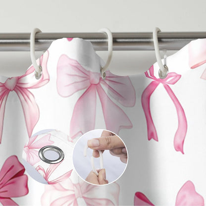 Pink Bow Shower Curtain Cute Coquette Bowknot Shower Curtains for Girls Bathroom Waterproof Polyester Fabric Bath Curtain 72 x 72 Inch with 12 Hooks