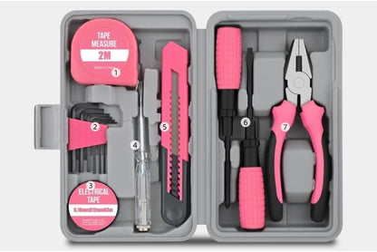 tool box 13-Pcs Household DIY Tool Kit for Women Compact Tool Box Set with Essential Starter Tools for Home Projects(13piece)