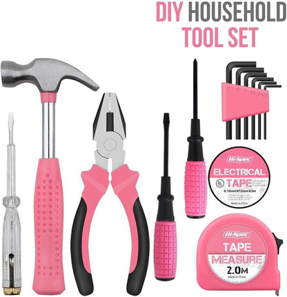 tool box 13-Pcs Household DIY Tool Kit for Women Compact Tool Box Set with Essential Starter Tools for Home Projects(13piece)