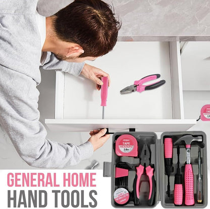 tool box 13-Pcs Household DIY Tool Kit for Women Compact Tool Box Set with Essential Starter Tools for Home Projects(13piece)