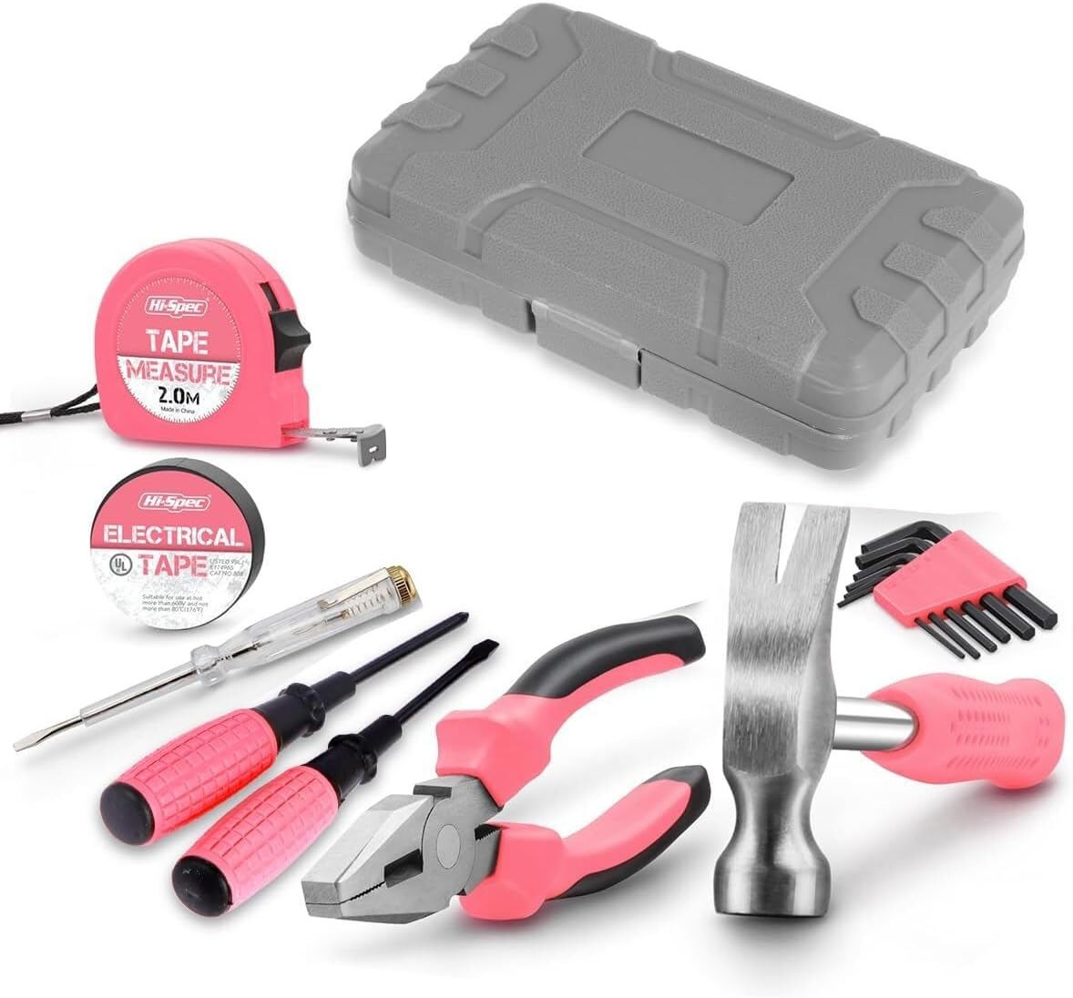 tool box 13-Pcs Household DIY Tool Kit for Women Compact Tool Box Set with Essential Starter Tools for Home Projects(13piece)