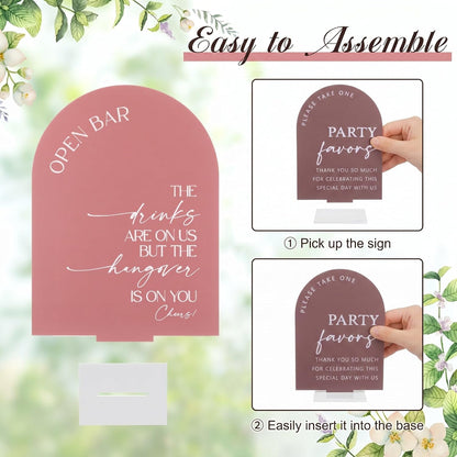 4 Pcs Dusty Pink Acrylic Wedding Signs for Ceremony Reception