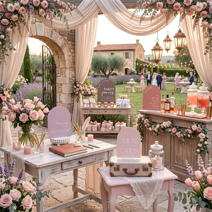 4 Pcs Dusty Pink Acrylic Wedding Signs for Ceremony Reception