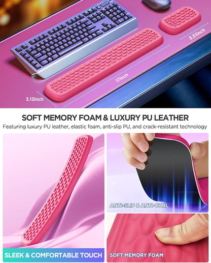Ergonomic Keyboard Wrist Rest, Memory Foam Wrist Support, Rose Pink