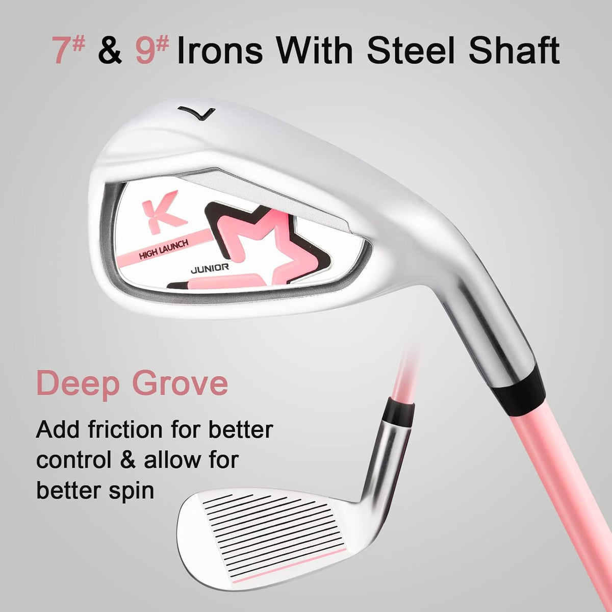 Junior Complete Golf Club Set for Kids/Children Right Hand, Includes Oversize Driver, Irons, Putter, Head Cover, Portable Golf Stand Bag