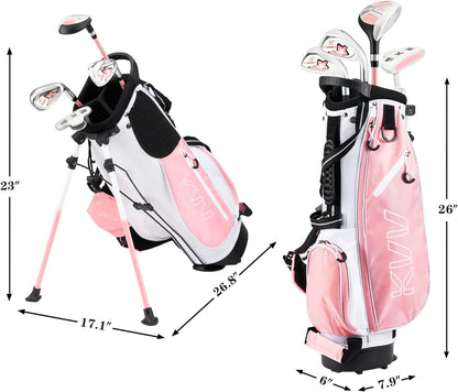 Junior Complete Golf Club Set for Kids/Children Right Hand, Includes Oversize Driver, Irons, Putter, Head Cover, Portable Golf Stand Bag