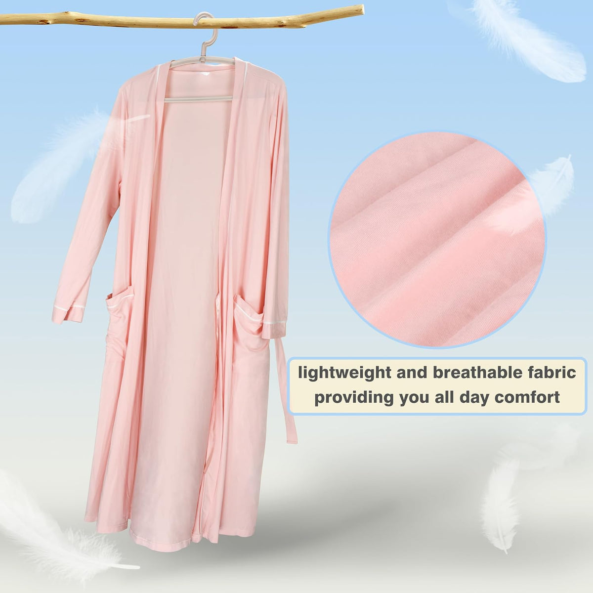 Women's Lightweight Long Bathrobe, Soft Kimono Robe for Summer